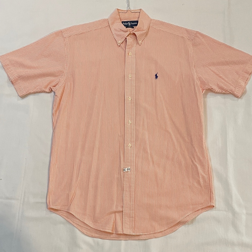 Ralph Lauren Men's Peach Striped Button Down Shirt
